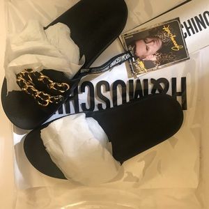 Moschino x h&m Jeremy Scott Leather slides 5.5 -6